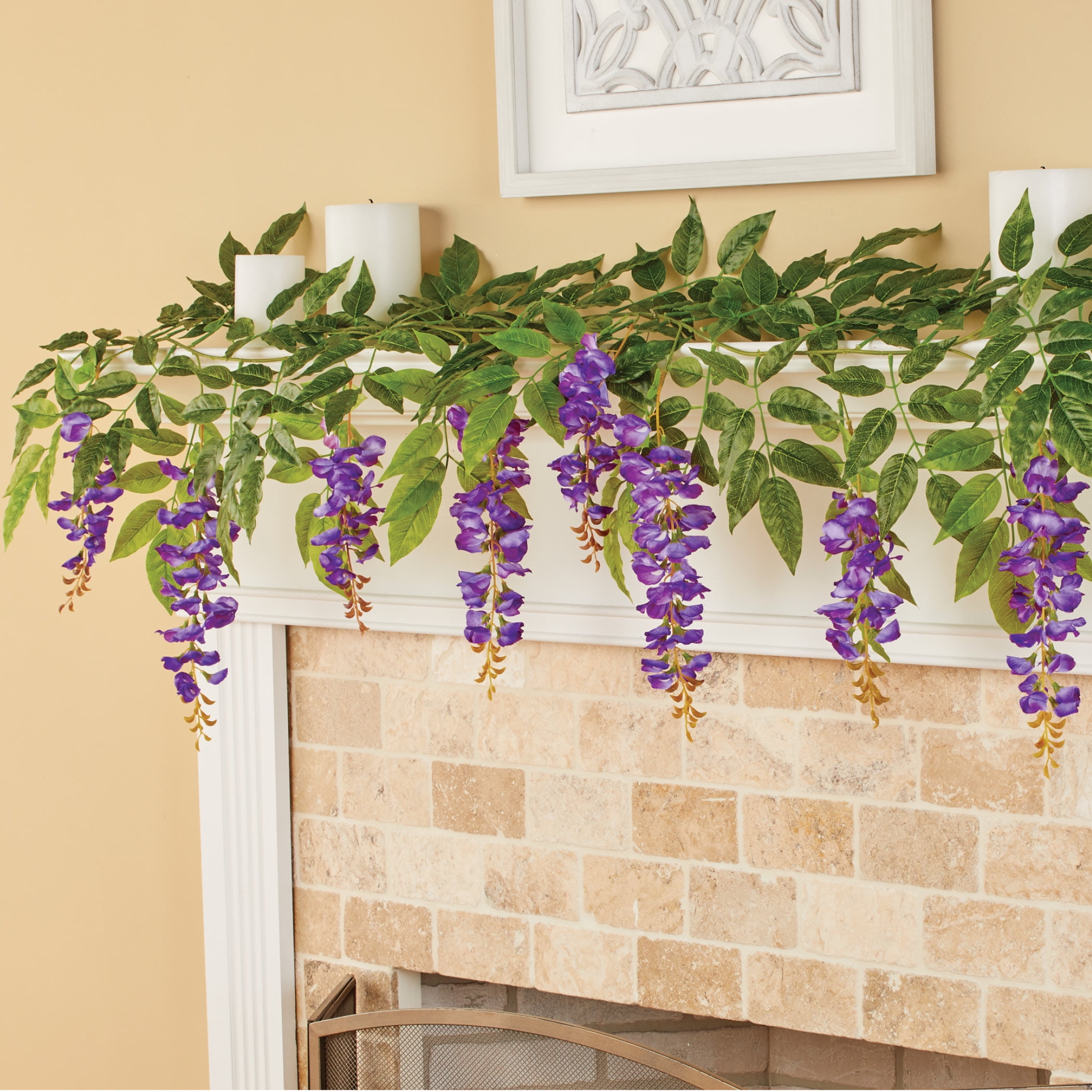 Hanging Wisteria Garland - Lush Greenery & Bold Blooms ...