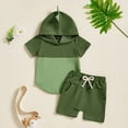 thumbnail image 2 of Infant Boy Clothes Children Kids Boys Summer Color Block Print Short-sleeved Running Suit 0 3 6 12 18 24 Months T-Shirt with Solid Shorts 2Pcs Outfit T shirt Tops+Elastic Waist 2-Piece, 2 of 8