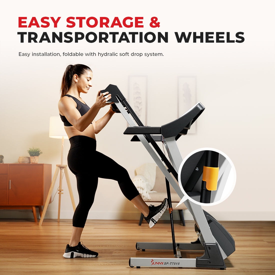 Sunny Health & Fitness Double Deck Treadmill w Auto Incline & Free SunnyFit App - SF-T7515