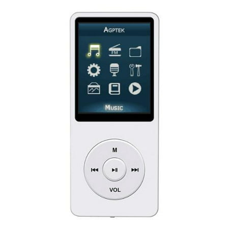 AGPtEK 2017 NEW UI 8GB & 70 Hours Playback MP3 Lossless Sound Music Player (Supports up to 64GB) White