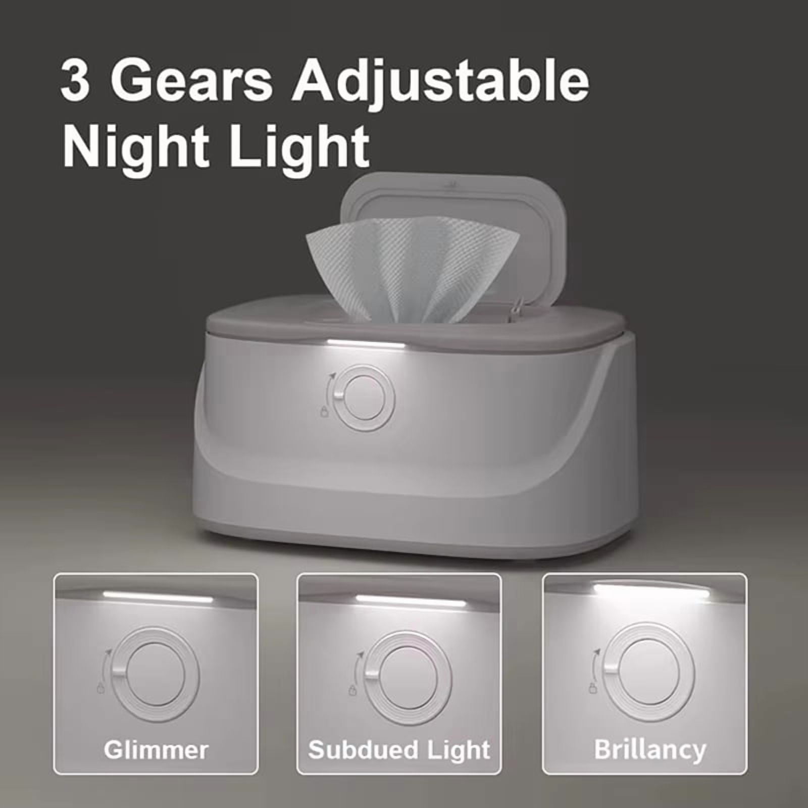 Portable Baby Wipes Warmer with USB Interface,3 Adjustable Gears, Night Light,Car-Friendly Thermostatic Wet Wipe Heater