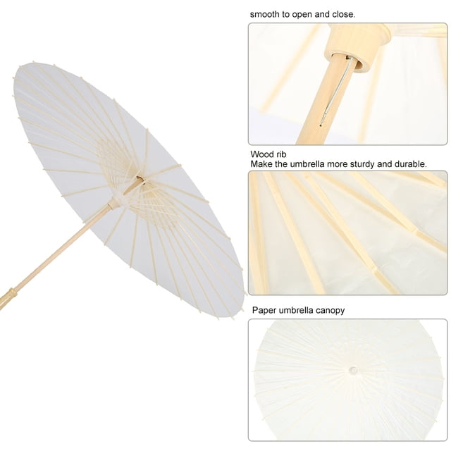 Paraguas de papel Jadeshay paraguas decorativo blanco para bodas 84 cm