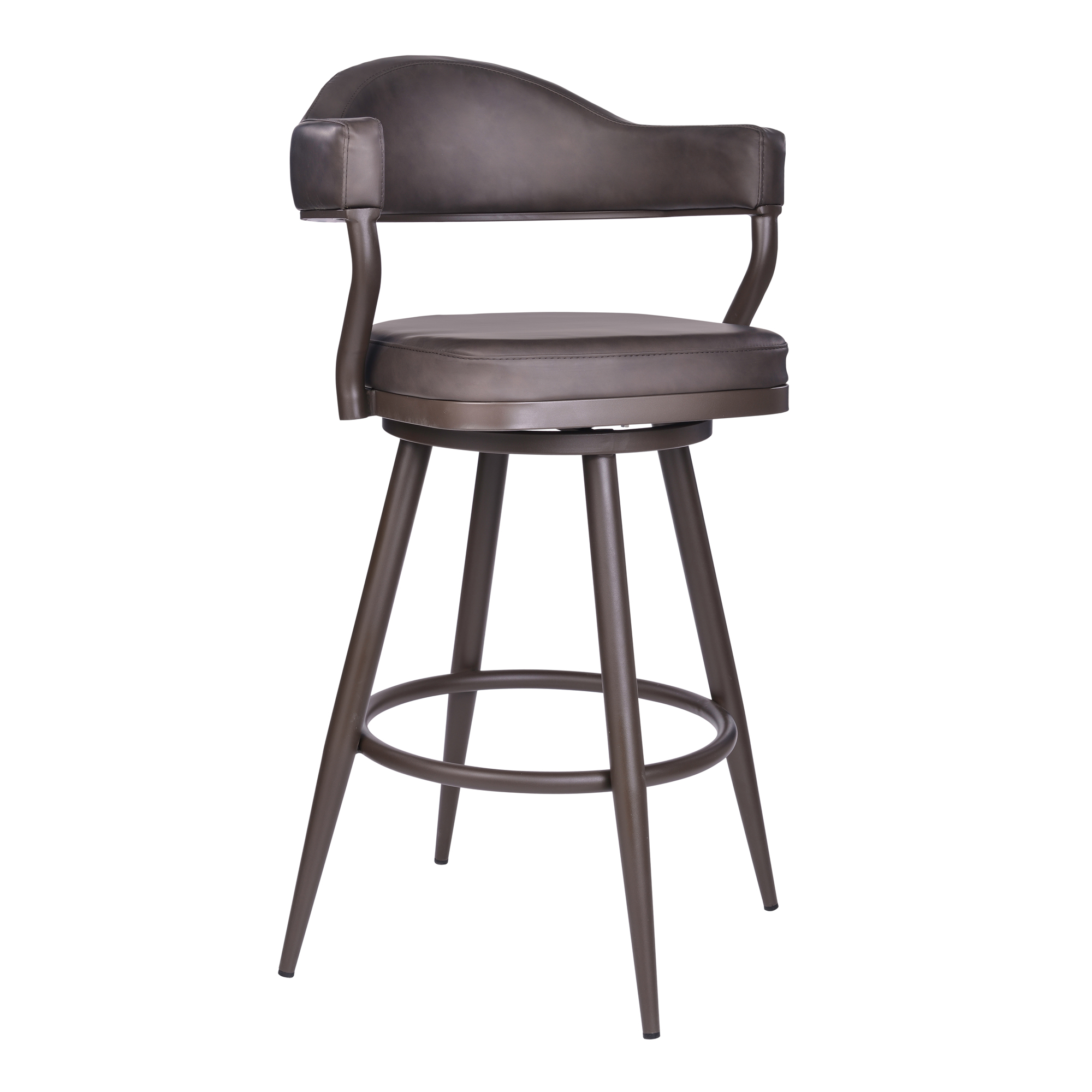 Armen Living Justin 30" Bar Height Barstool in Brown Powder Coated Finish/Vintage Brown Faux Leather