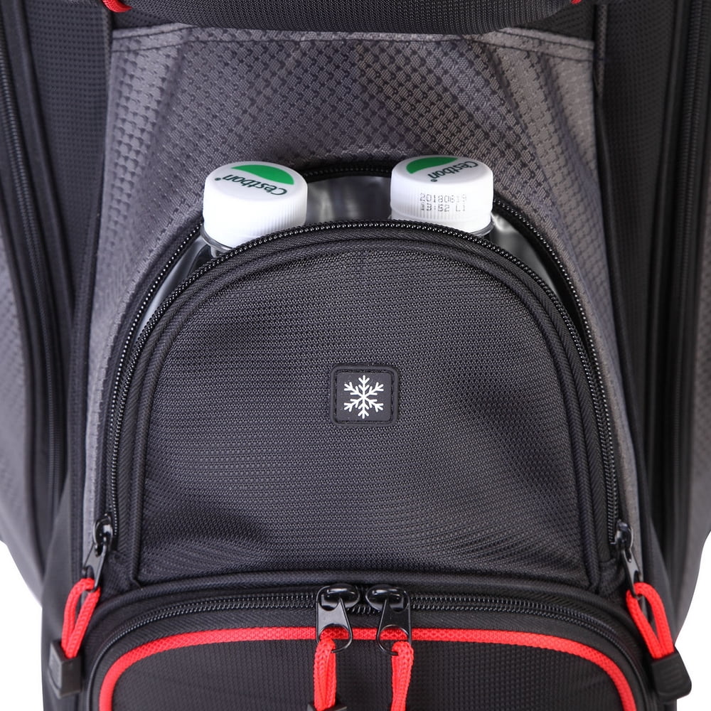 Ram Golf Lightweight Cart Bag with 14 Way Dividers Top Black/Grey/Red