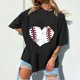 thumbnail image 4 of Tops de manga corta con hombros caídos informales de verano para mujer, camisetas divertidas con cuello redondo y estampado de béisbol OAVQHLG3B Store  lin121212, 4 of 5