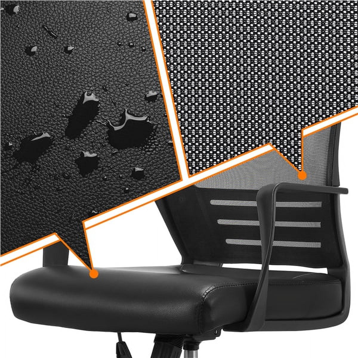 Smile Mart Adjustable Midback Ergonomic Mesh Office Chair with Lumbar Support, Black Seat - image 4 of 19