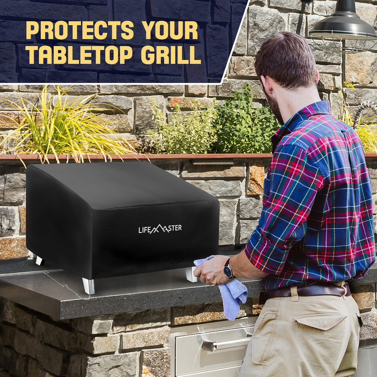 LifeMaster Grill Cover: Waterproof PU, Snug Fit, Easy Clean, Ultimate Protection for 23x16x13 Inch Tabletop Grills