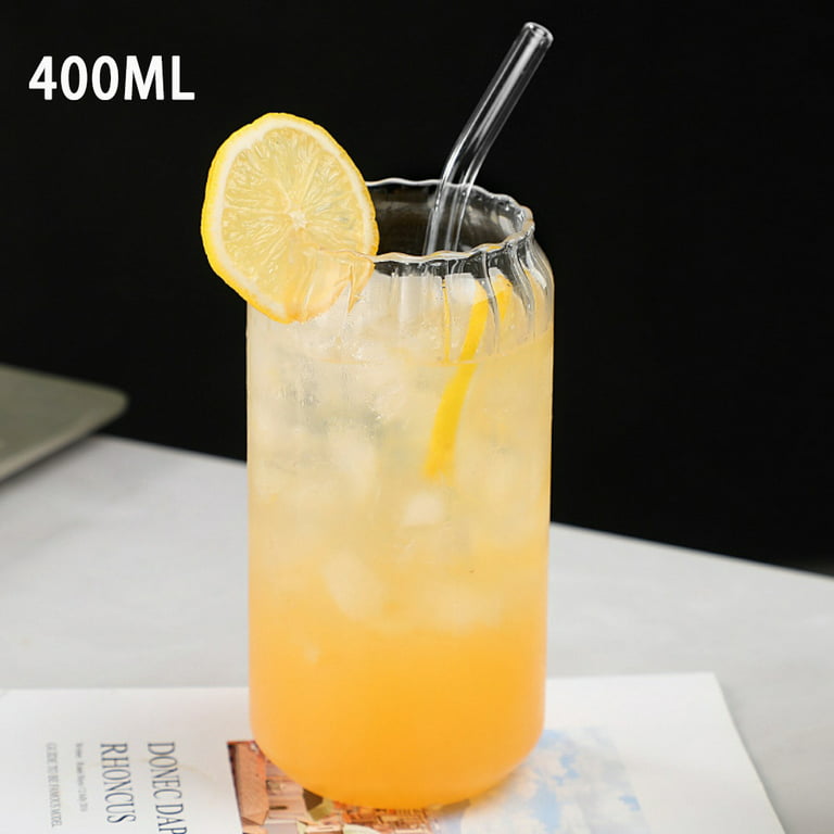 BEST SELLERS 🤍 - 400 ml Ribbed glass w/ glass straw - 400 ml Tall