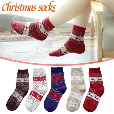 

Lawor Socks For Men&Women 5-Pairs Winter Warm Cartoon Animal Cotton Socks Elk Christmas Xmas Gift Multicolor