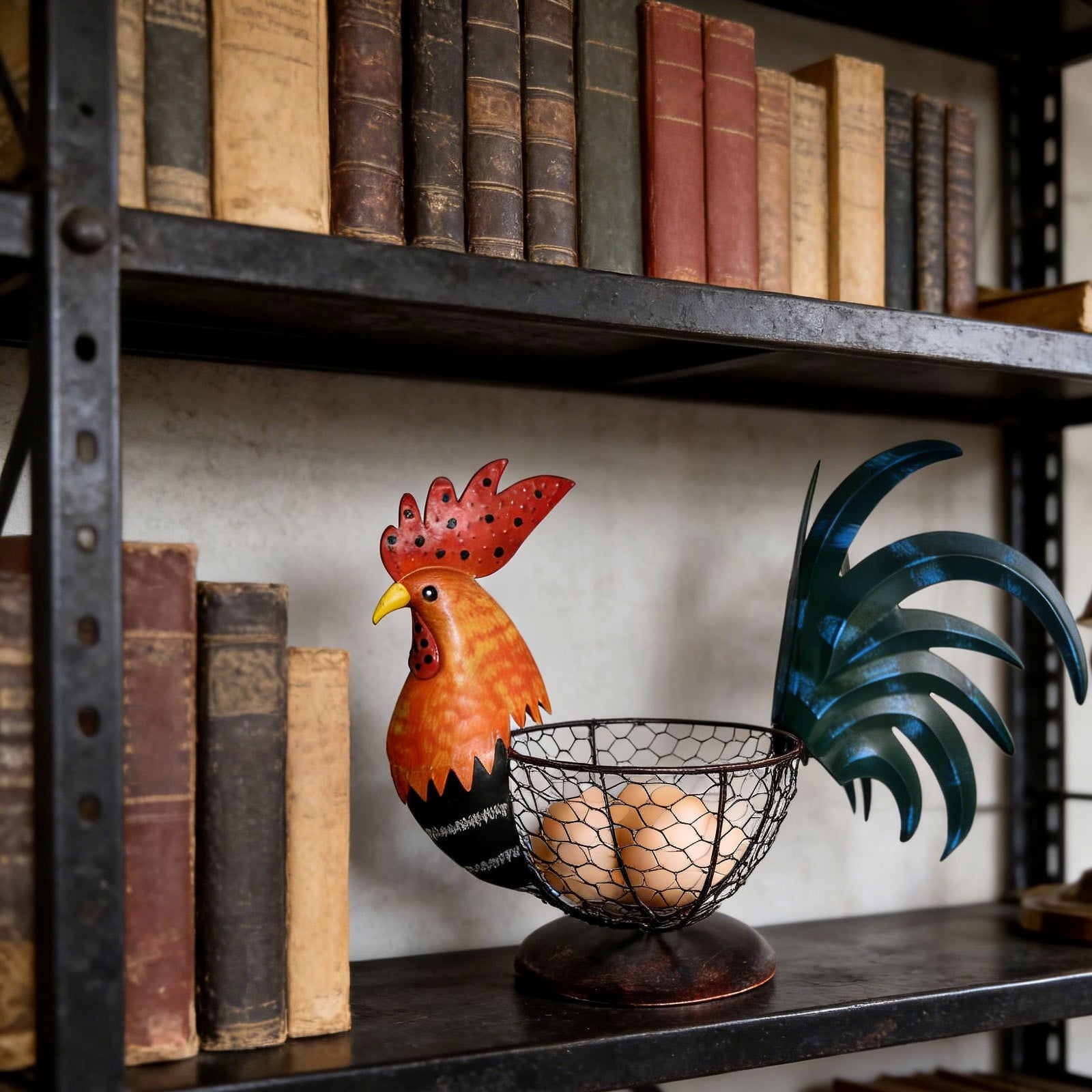 Easter Rooster Wrought Iron Ornament Outdoor Farm Animal Garden Decor Creative Balcony Planter Colorful Yard Art Sculpture