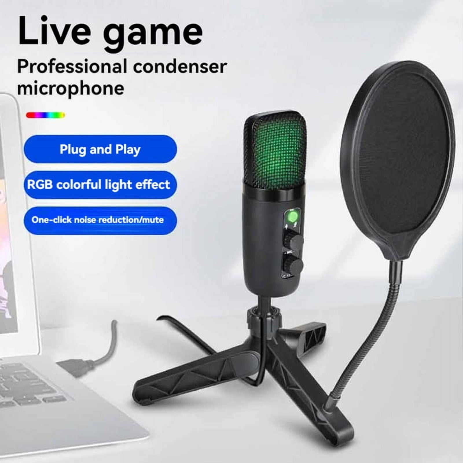 USB Microphone Condenser Gaming Mic for PC with Brilliant RGB Lighting High Configuration