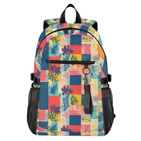 JIALIOU 14 Laptop Backpack Waterproof Airline Approved Stylish Casual Daypack for Travel Business College Work Colorful Block Doodle