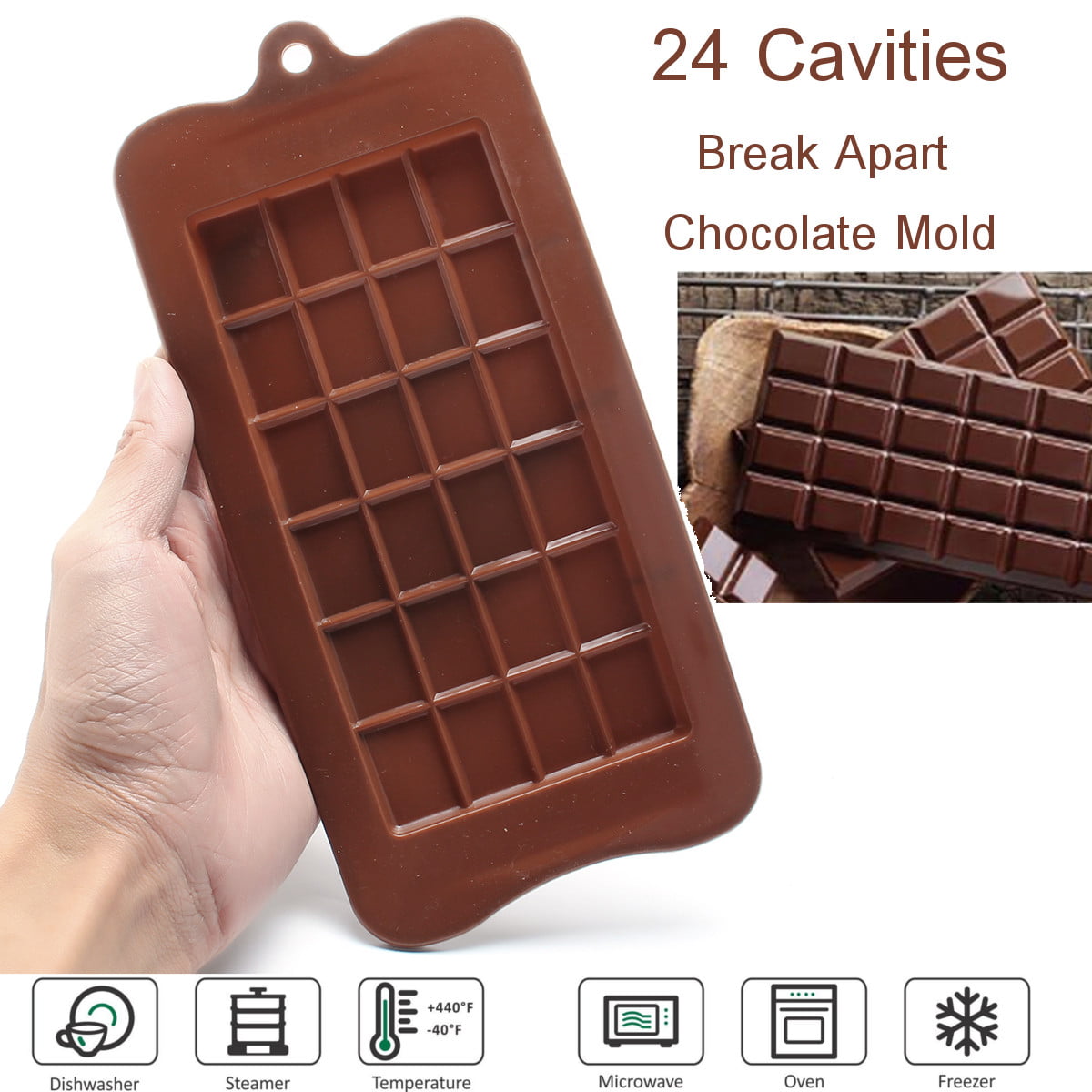 2Pack Square Chocolate Mold Bar Block Ice Silicone Cake Candy Sugar Bake Mould 