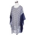 thumbnail image 2 of TrendsBlue Chiffon Geometric Sheer Kimono Wrap Blouse Poncho Beach Cover Up, 2 of 4