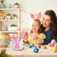 thumbnail image 5 of CoreLiving Woven Style Canvas Easter Bunny Baskets Empty with Lights and Sturdy Handles, Large Tote Bags for Egg Hunt Candy Holders Easter Party Decorations Storage Containers, 5 of 9