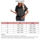 thumbnail image 5 of Blusa de seda satinada para mujer, camisa informal con botones de un solo pecho, manga corta, cuello vuelto, color negro M, 5 of 5