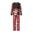 thumbnail image 2 of Family Matching Christmas Pajamas, Baby Romper/Elk Letter Print Tops + Christmas Tree Snowflake Deer Plaid Print Pants Set, 2 of 10
