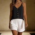 thumbnail image 4 of Fewfanhot Women's Linen Blend Button Front Cami Top, V-Neck Spaghetti Strap Casual Tank, Loose Fit Summer Camisole with Buttons, S-3XL, 4 of 7
