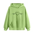 thumbnail image 5 of Spazoro Girls Hooded Sweatshirts, Soft & Comfy Love Print Fashion Long Sleeve Fall Winter Tops for Girls Green Size 5 T, 5 of 6