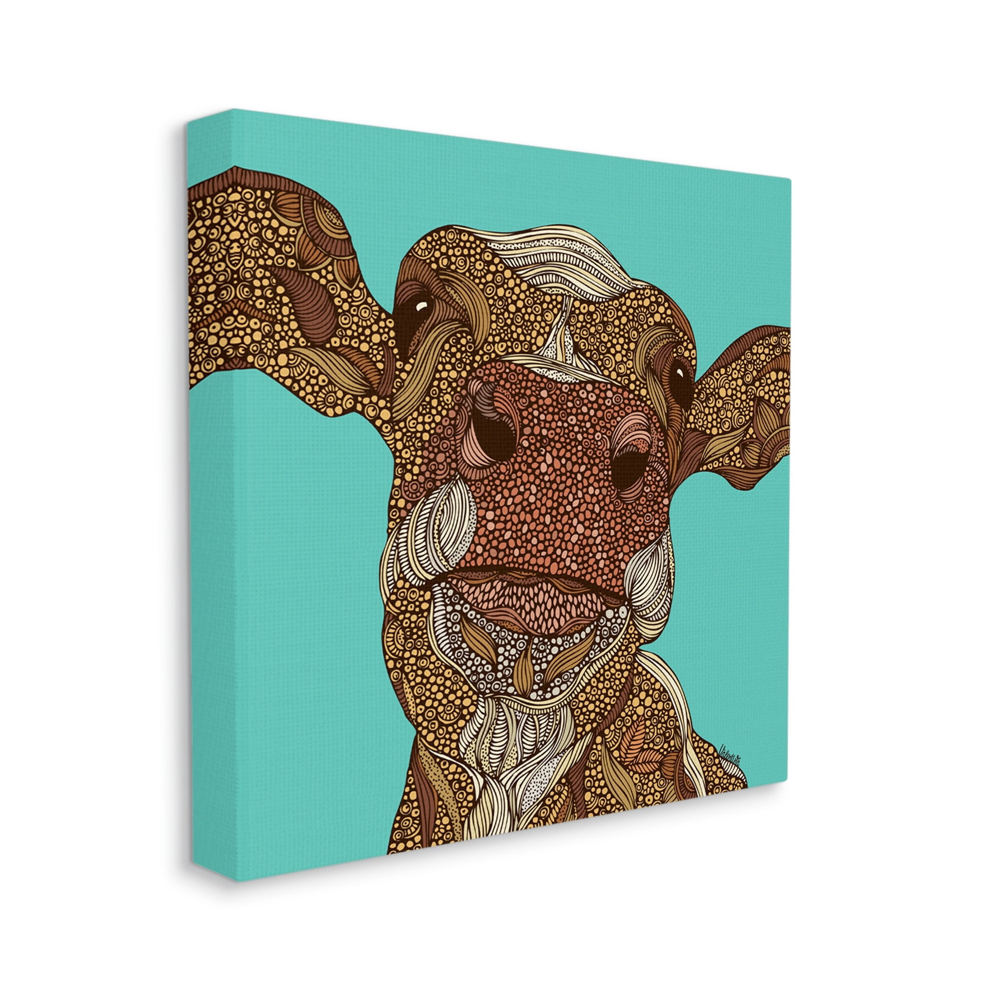 Stupell Industries Bold Calf Cow Intricate Inner Stripe Patterns Graphic Art Gallery Wrapped Canvas Print Wall Art, Design by Valentina Harper