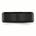 thumbnail image 2 of Ceramic Beveled Edge Black Faceted 8mm Polished Band Ring 10 Size, 2 of 5