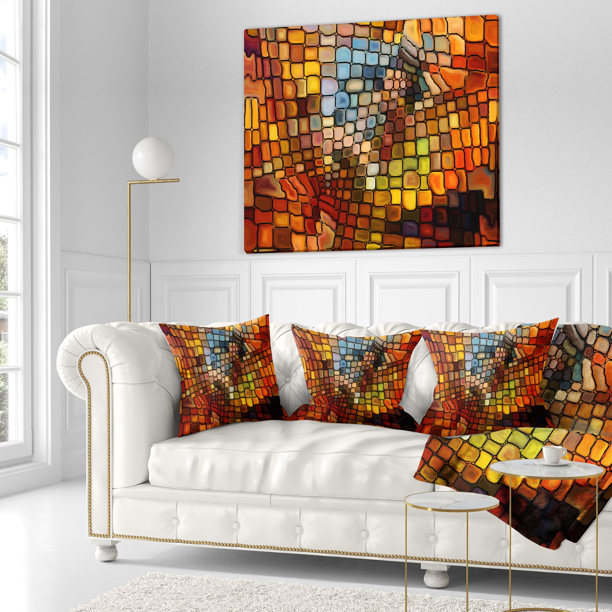 Designart Dreaming of Stained Glass - Abstract Throw Pillow - 18x18