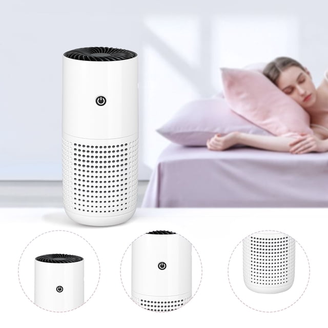 Car Air Purifier | 12 Million Negative Ion Generator for Smoke, Pet, Dust Removal | Quiet 27dB | Portable USB Ionic Purifier for Car, Home, Small Room | Filterless | White | 6.69in