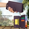 thumbnail image 3 of Compatible With Samsung Galaxy A35 Wallet Case with Card Holder Kickstand Double Magnetic Clasp Zipper Pocket Lanyard Strap Wristlet, Leather Flip Case Women Men Wallet Cover,Purple, 3 of 14