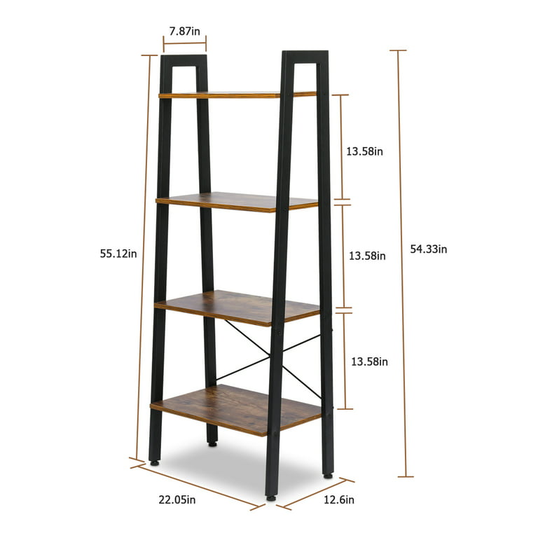 4-Tier Ladder Shelf with Cabinet Rustic Brown – IRONCK
