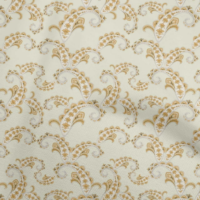 oneOone Polyester Spandex Light Beige Fabric Asian Paisley Craft Projects Decor Fabric Printed By The Yard 56 Inch Wide