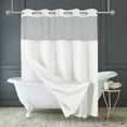 thumbnail image 6 of Americanflat 72x75 White Hookless Waffle Pattern Shower Curtain - Water-Resistant Long Shower Curtain with Sheer Panel, Snap-In Liner, and Grommets, 6 of 8