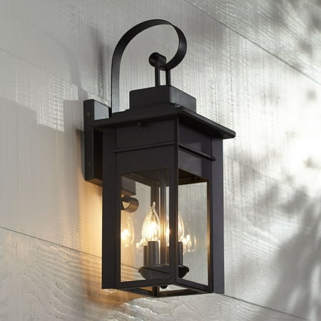 Iron Porch Light - Franklin Iron Works Traditional Outdoor Wall Light Fixture Black Specked Gray Carriage 21