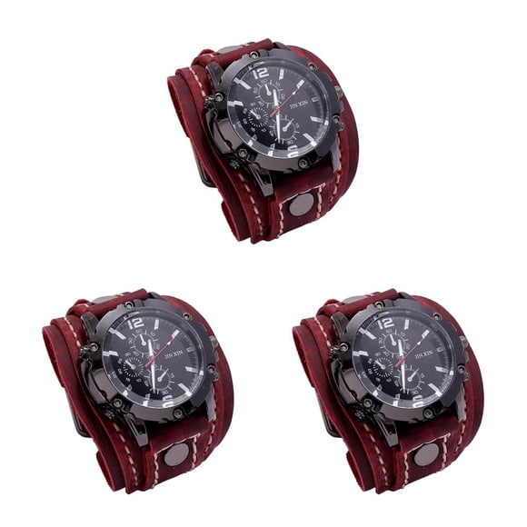Qarigey Men Wrist Watches Male Watch Bangles Comfortable Strap Leather Wide for Men Type1