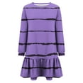 thumbnail image 5 of Oplxuo Women's Long Sleeve Striped Sweatshirt Dress Fall Loose Crewneck Flowy Swing Ruffle Hem Tunic Dresses, 5 of 6