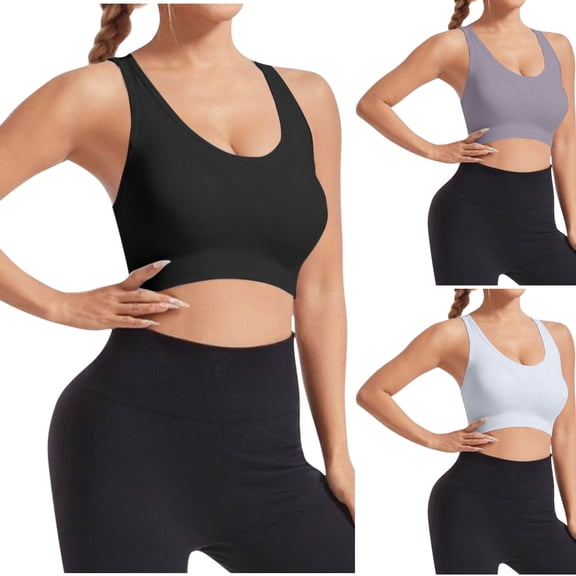 Zpanxa Sports Bras for Women, Women's Breathable Wirefree Yoga Bra with Wide Adjustable Straps & Removable Padded Cups