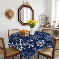 thumbnail image 3 of Navy Blue Snowflake Christmas Table Cloth Waterproof Tablecloths, Xmas Snowflake Tablecloth Dining Table Cover for Kitchen Party Tabletop Outdoor, Square Tablecloth 54x54 Inch, 3 of 9