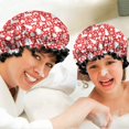 thumbnail image 6 of Shower Caps,Red Christmas Deer and Gift Pattern Waterproof Shower Cap for Women 4 Pieces,Double Reusable Hair Cover for Shower PEVA Elastic Stretch Hem, 6 of 7