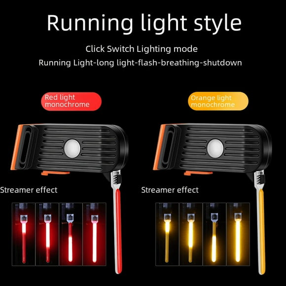 Luz trasera de bicicleta con flujo de agua, recargable vía USB, luz para bicicleta de montaña, conducción nocturna, bicicleta de carretera, accesorios de equipo creativos destacados