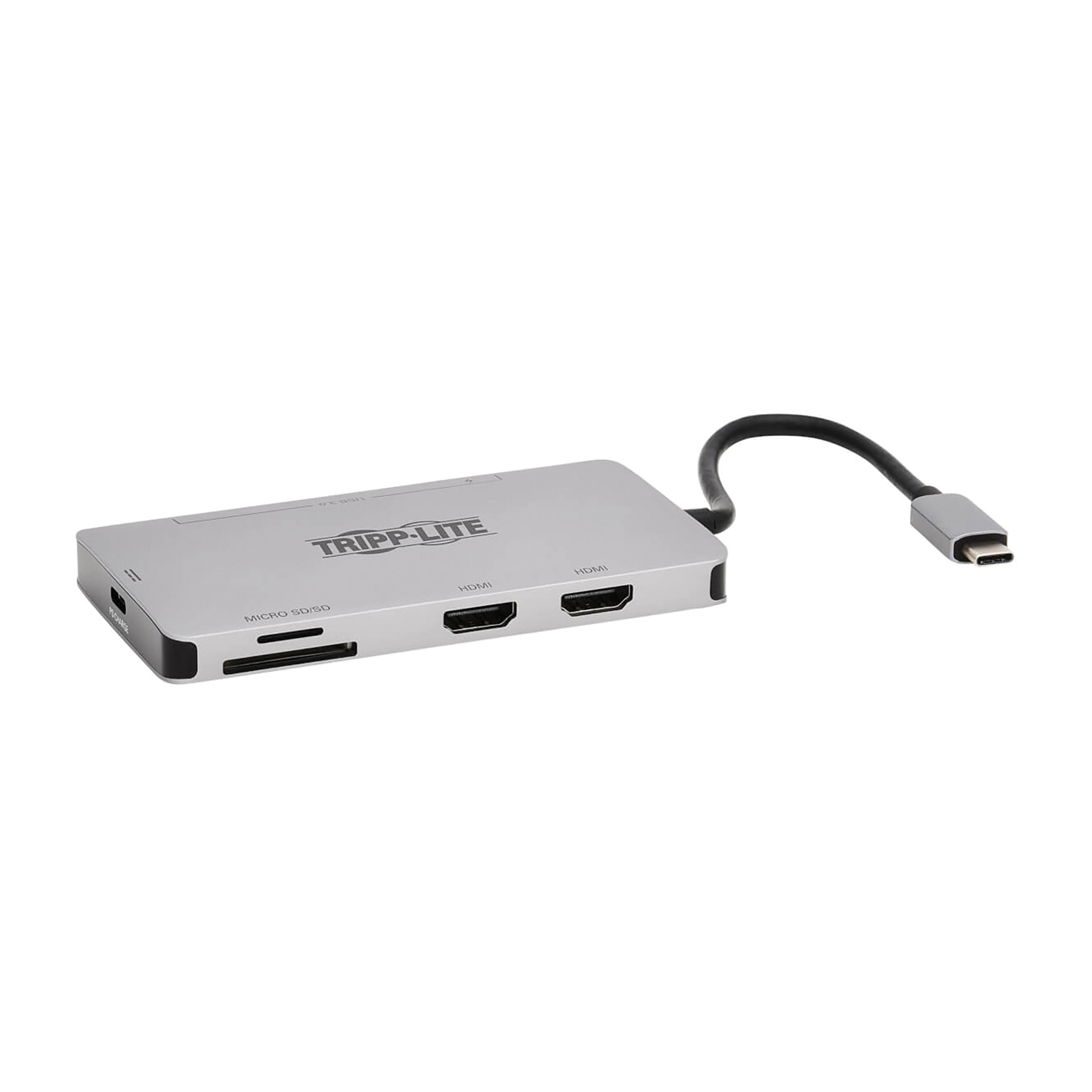 Tripp Lite U442-DOCK8-GG Dual-Display 8-Port USB-C Dock, 100-Watt PD Charging, Gray