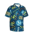 thumbnail image 3 of Xecao Machinery Road Construction print Hawaiian shirt - a stylish short-sleeve button-down for men, perfect for casual beach and tropical outings., 3 of 9