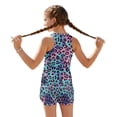 thumbnail image 2 of COEQINE Girls Two Piece Tankini Swimsuit Racerback Bathing Suit with Chest Pad, Summer Hawaiian Swimwear with Boyshort for Kids 6-7 Years, for Water Play, Blue Purple Leopard Print, 2 of 8