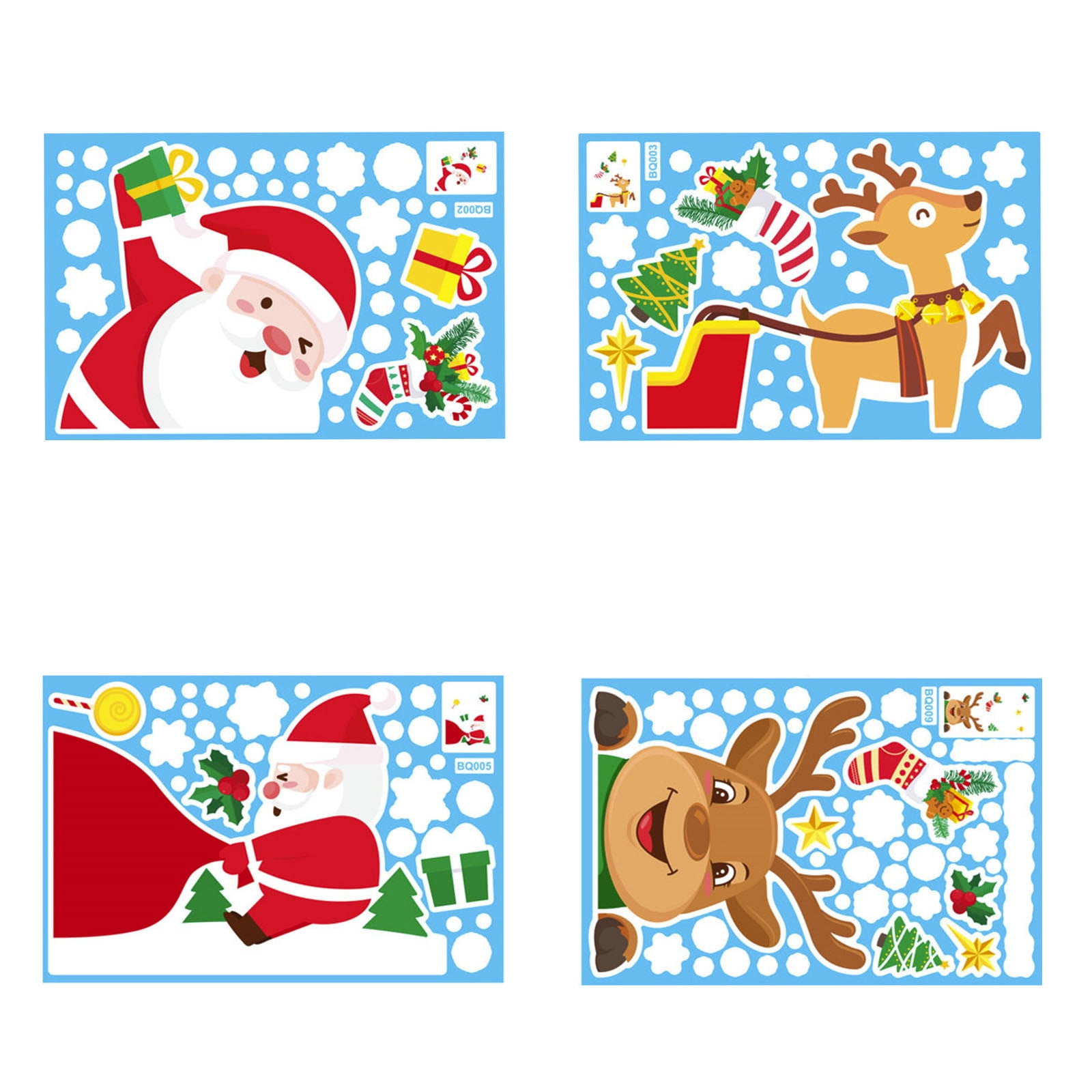 Hunpta Christmas Electrostatic Stickers Snowflake Elk Set Door Window ...