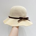 thumbnail image 4 of Women Knitted Bucket Sun‑Hat With Bow‑Knot Strap UV Protection Wide Brim Elegant Summer Sun Hat Packable Breathable Outdoor Travel Beach Head‑Accessory, 4 of 4
