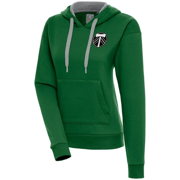 Women's Antigua Green Portland Timbers Brushed Metallic Victory Pullover Hoodie