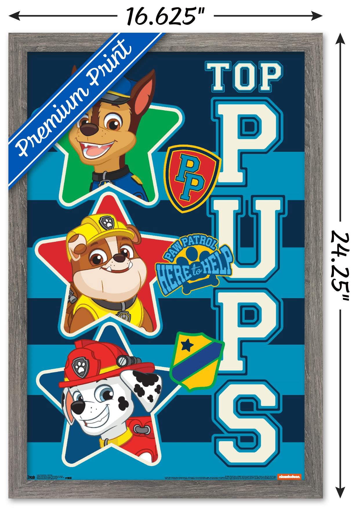 Nickelodeon Paw Patrol - Top Pups Wall Poster, 14.725" x 22.375", Framed