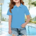 thumbnail image 4 of CCRFTGI Polo Shirt for Kids Girls Size 10-12 Back To School Casual Wicking Performance School Uniform Golf Short Sleeve Shirts Comfort Button Closure Pique Polo Shirt Sky Blue 7-8 Years, 4 of 4