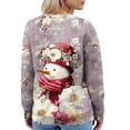 thumbnail image 5 of Women's Fashion Long Sleeve Christmas Snowman Snowflake Print Jacket Cardigan for Holiday Party and Casual Daily Wear,Light Purple,XL, 5 of 6