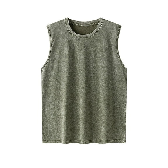 PNTUTB Men's Fashion Retro Solid Color Casual Sports Loose Comfortable Sleeveless Crew Neck Tank Tops