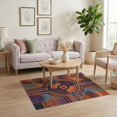 thumbnail image 3 of ODIKA 4'x6' Washable Area Rug Mid Century Modern Striped Circular Tropical Sunset Graphics for Dorm Room, Small Living Stain Resistant Low Profile, Easy Care, 3 of 7