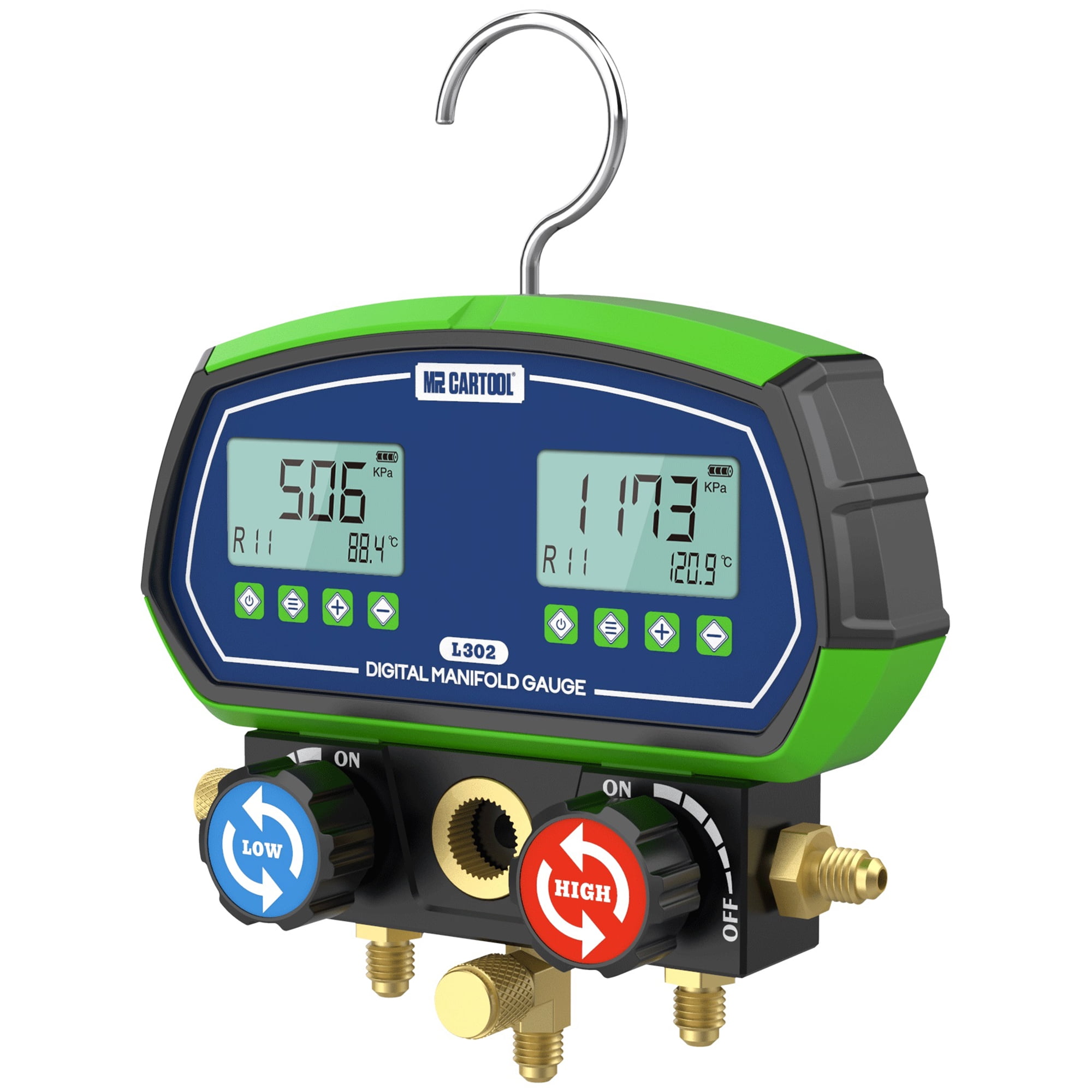 Mrcartool L302 Digital Manifold Gauge Set Dual Channel 90 Refrigerants Vacuum Leak Detection for HVAC Auto AC 1 Pack